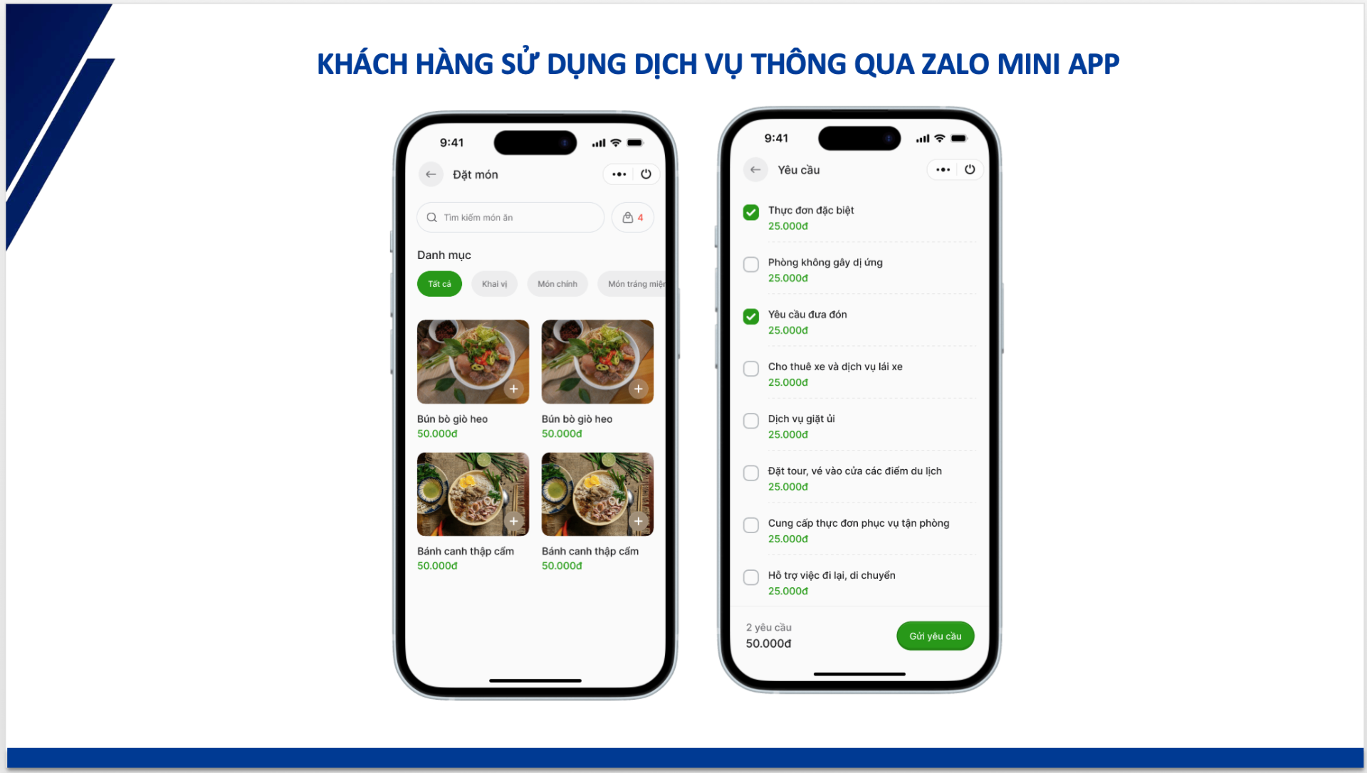 Zalo Mini App đặt món